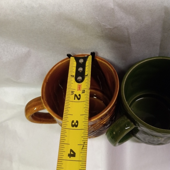 VINTAGE 6 Mugs Japanese Pottery Porcelain Ceramic Blue, Orange, Green, Brown,Tan - Picture 5 of 13